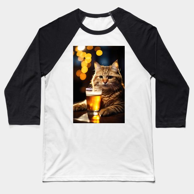 Meow Beer Baseball T-Shirt by JensenArtCo